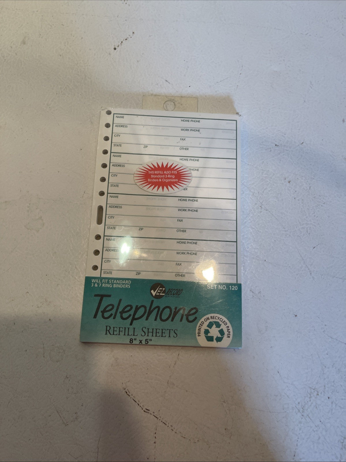 Ez Record Telephone Refill Sheets