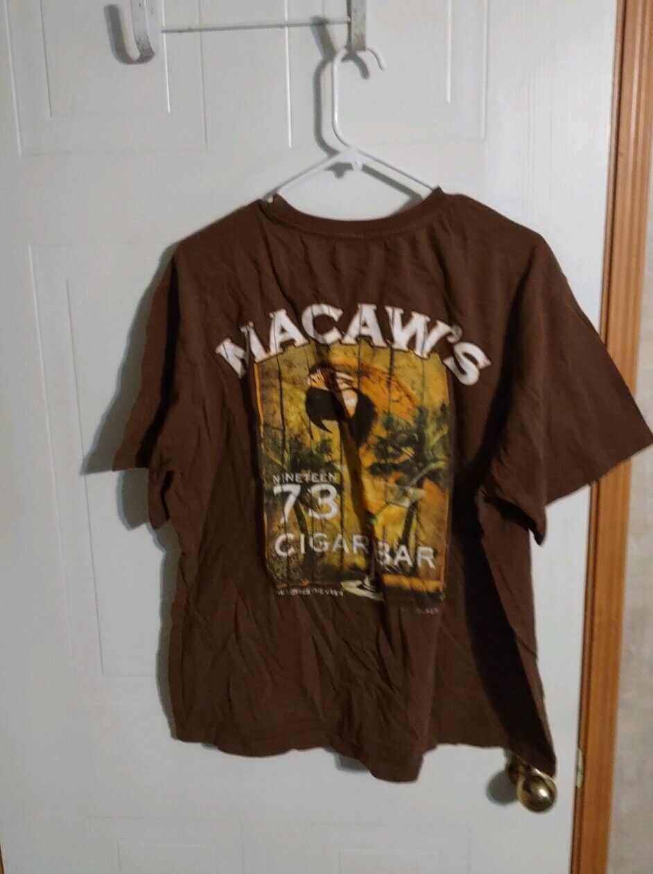 Macaw's Cigar Bar Graphic Tee Brown Double Sided Brown XL