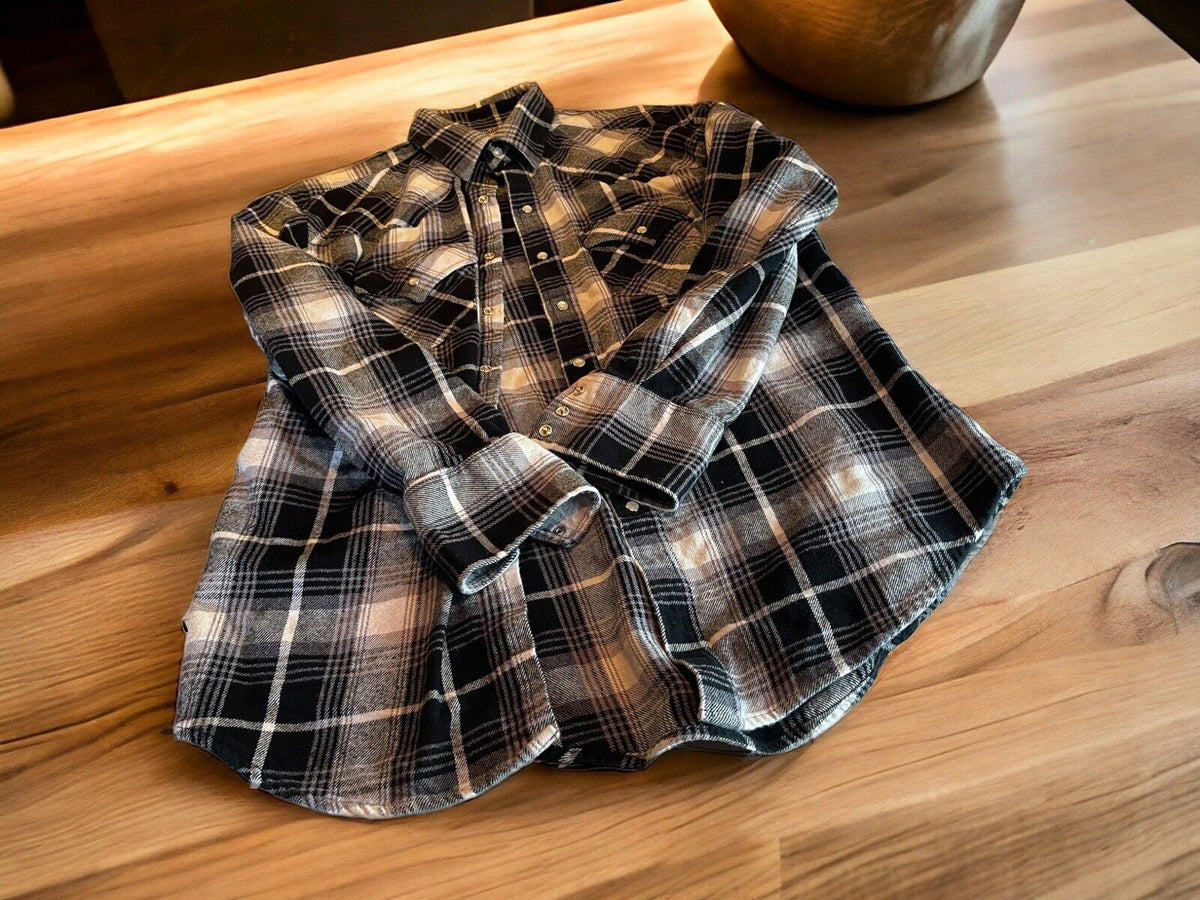 Ely Cattleman Pearl Snap Flannel Large