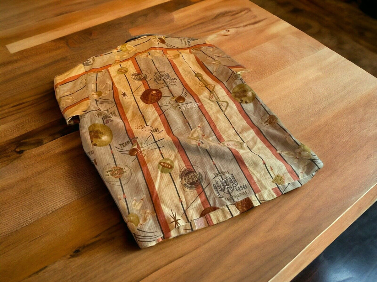 Tommy Bahama Bowling Themed Silk Shirt Medium