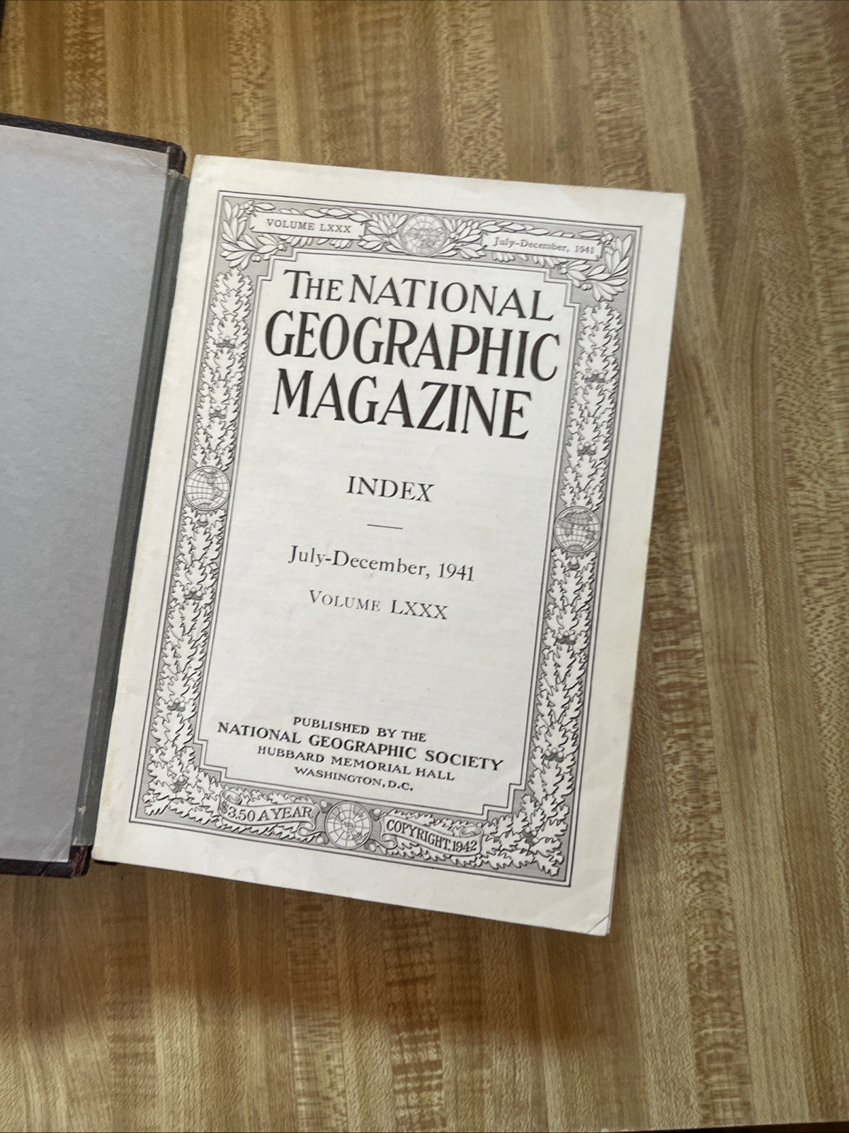 National Geographic Index 1941 Hardcover