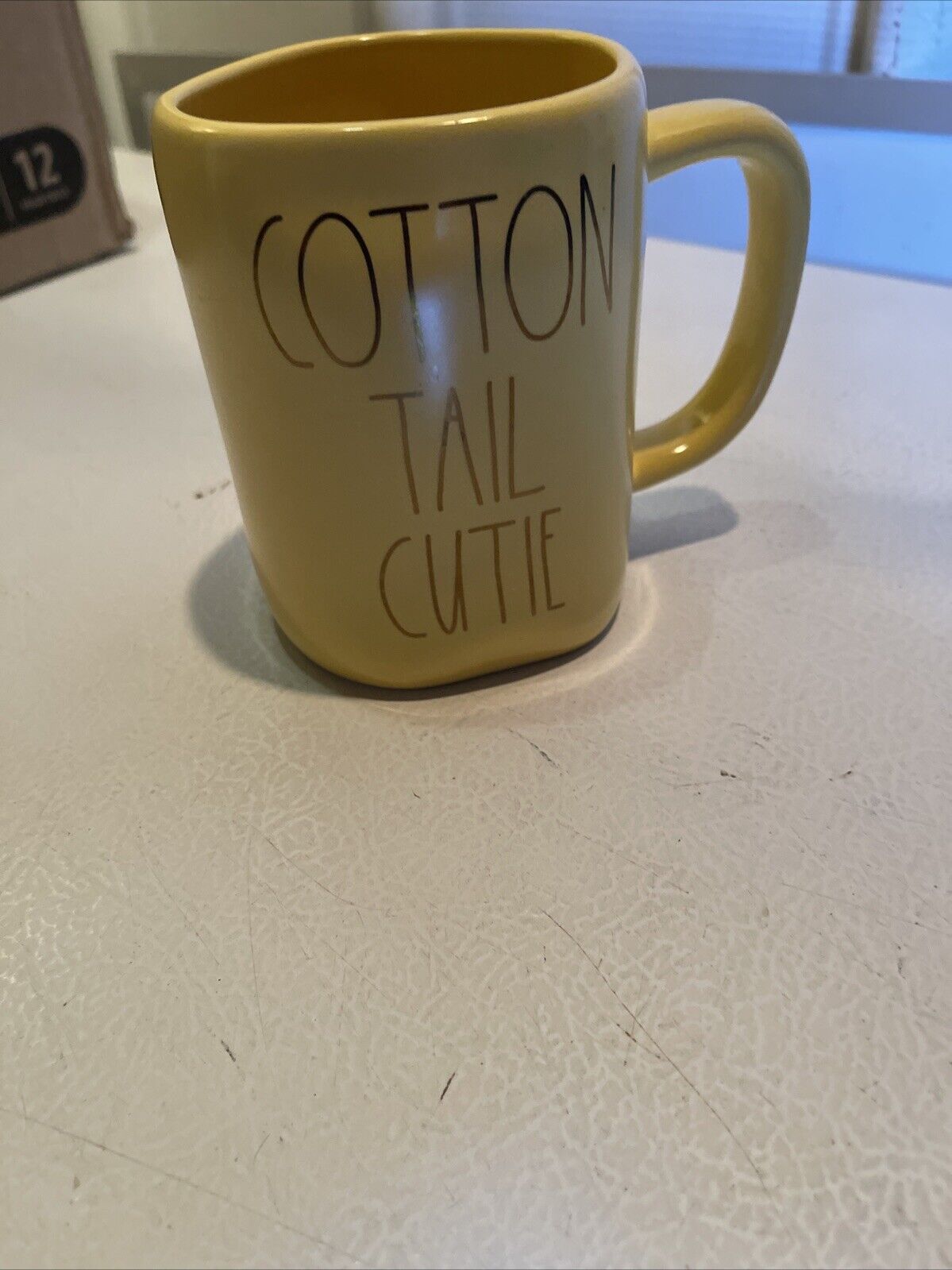 Rae Dunn Mug COTTON TAIL CUTIE Solid Yellow 4.75"