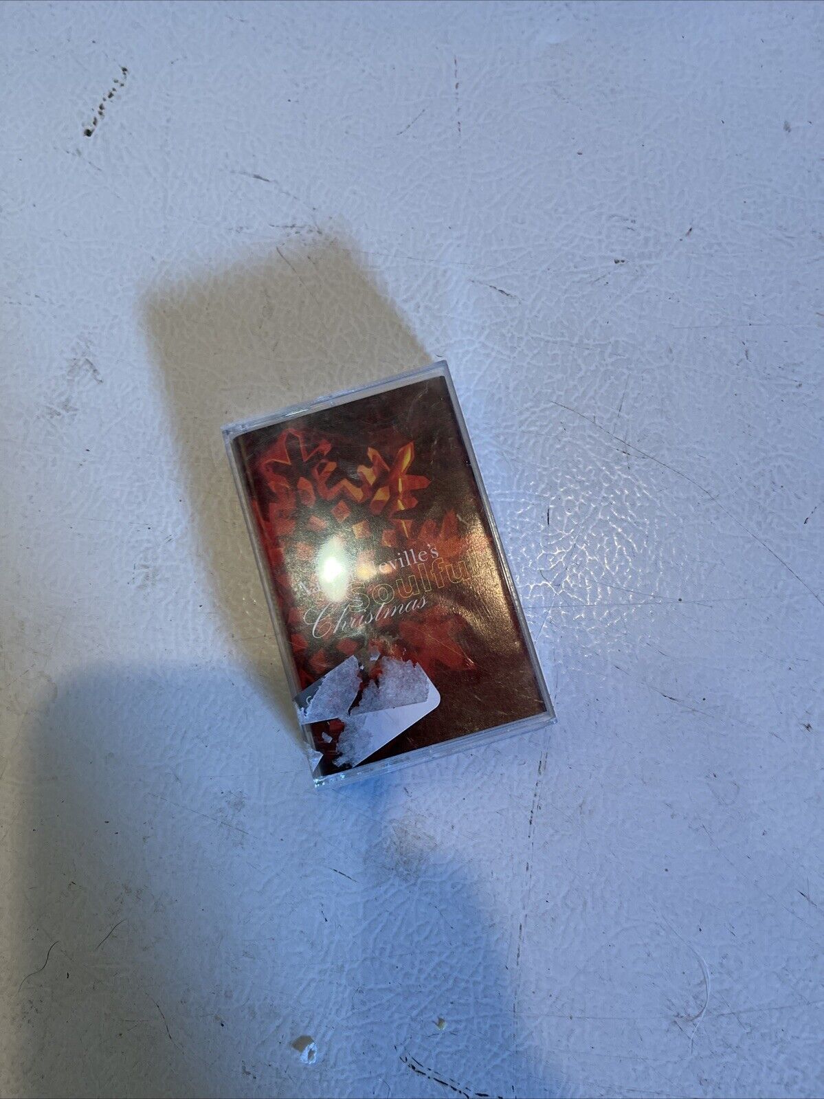 Aaron Neville Soulful Christmas cassette tape with festive red and gold cover art