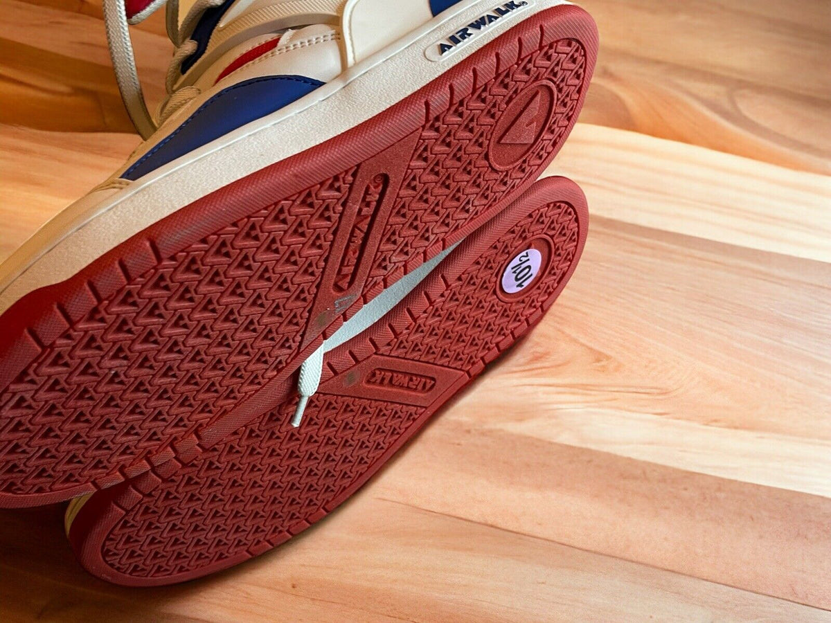 Airwalk men’s sneakers size 10.5 with red sole and white upper with blue and red accents
