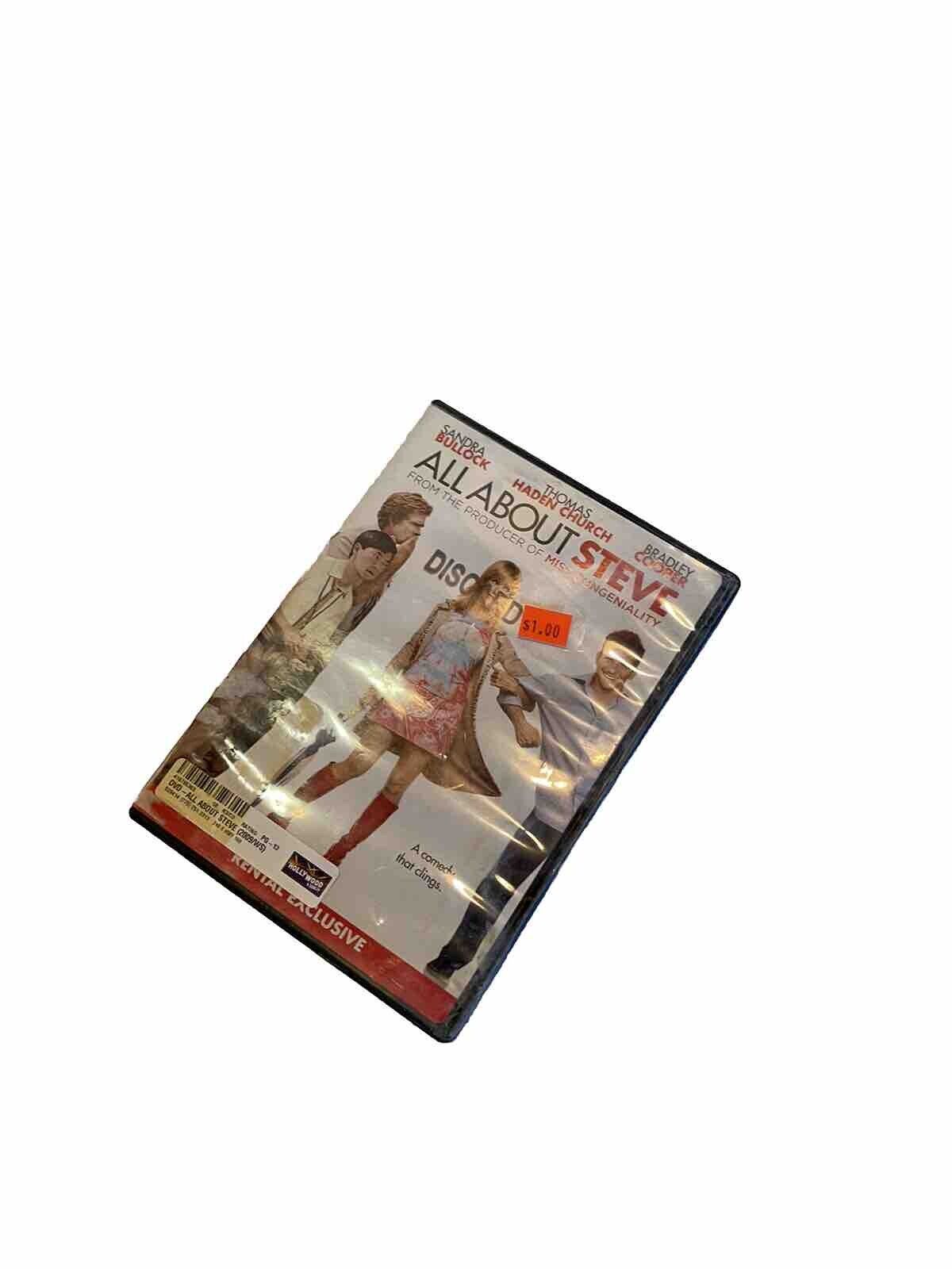 Sandra Bullock DVD comedy All About Steve movie cover with three characters on white background