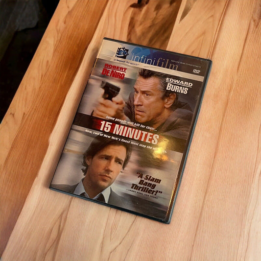 15 Minutes movie DVD featuring Robert De Niro and Edward Burns with crime thriller cover art