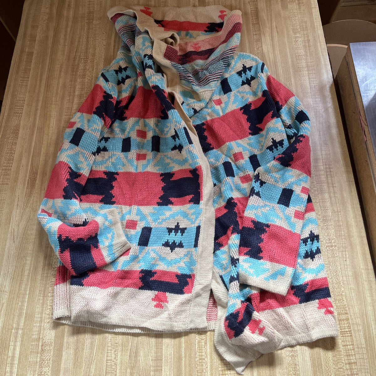 Kate Collection USA Cardigan Medium Aztec Southwestern Print 