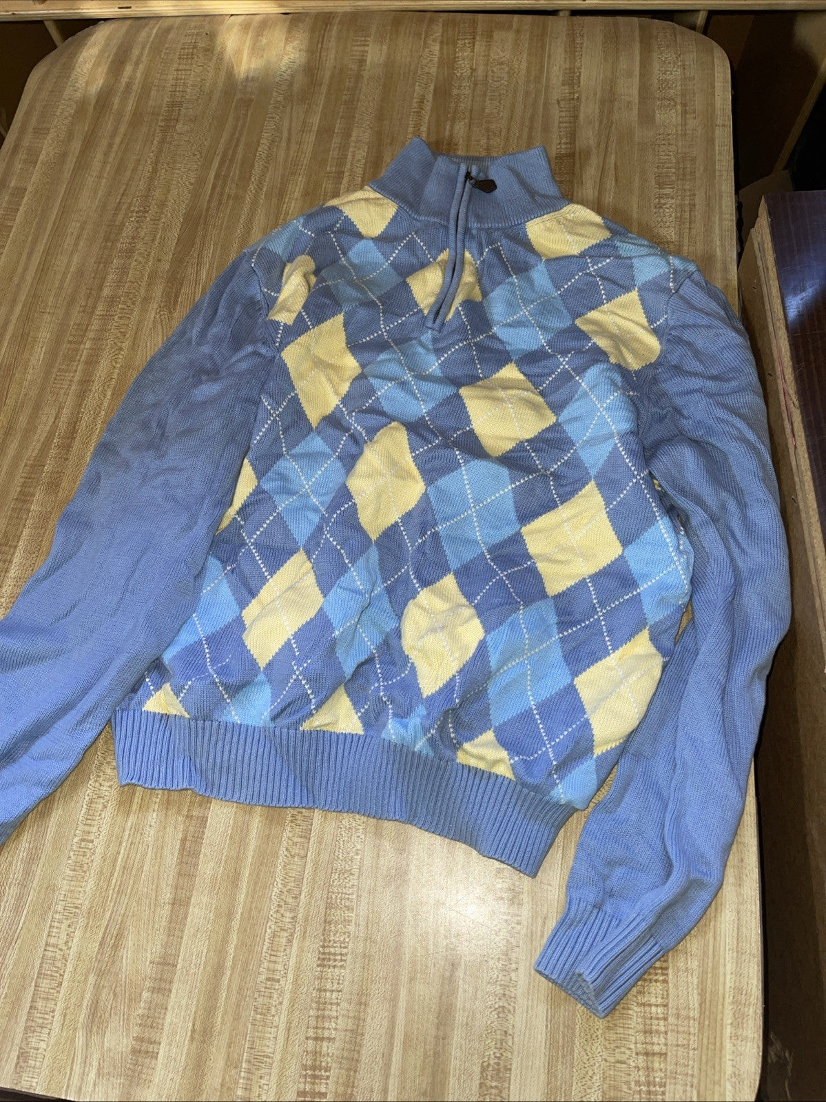 Brooks Brothers Pima Cotton Argyle Quarter Zip Large 