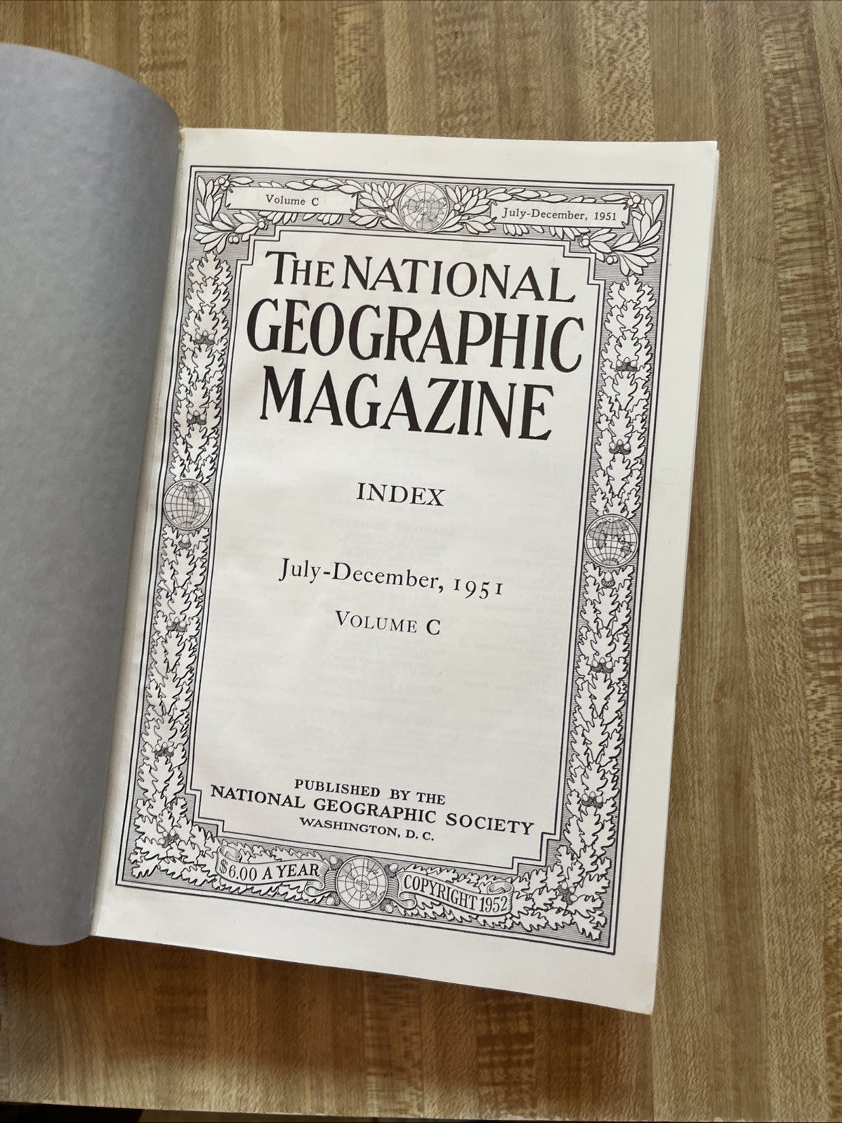 National Geographic Index 1951 Hardcover 