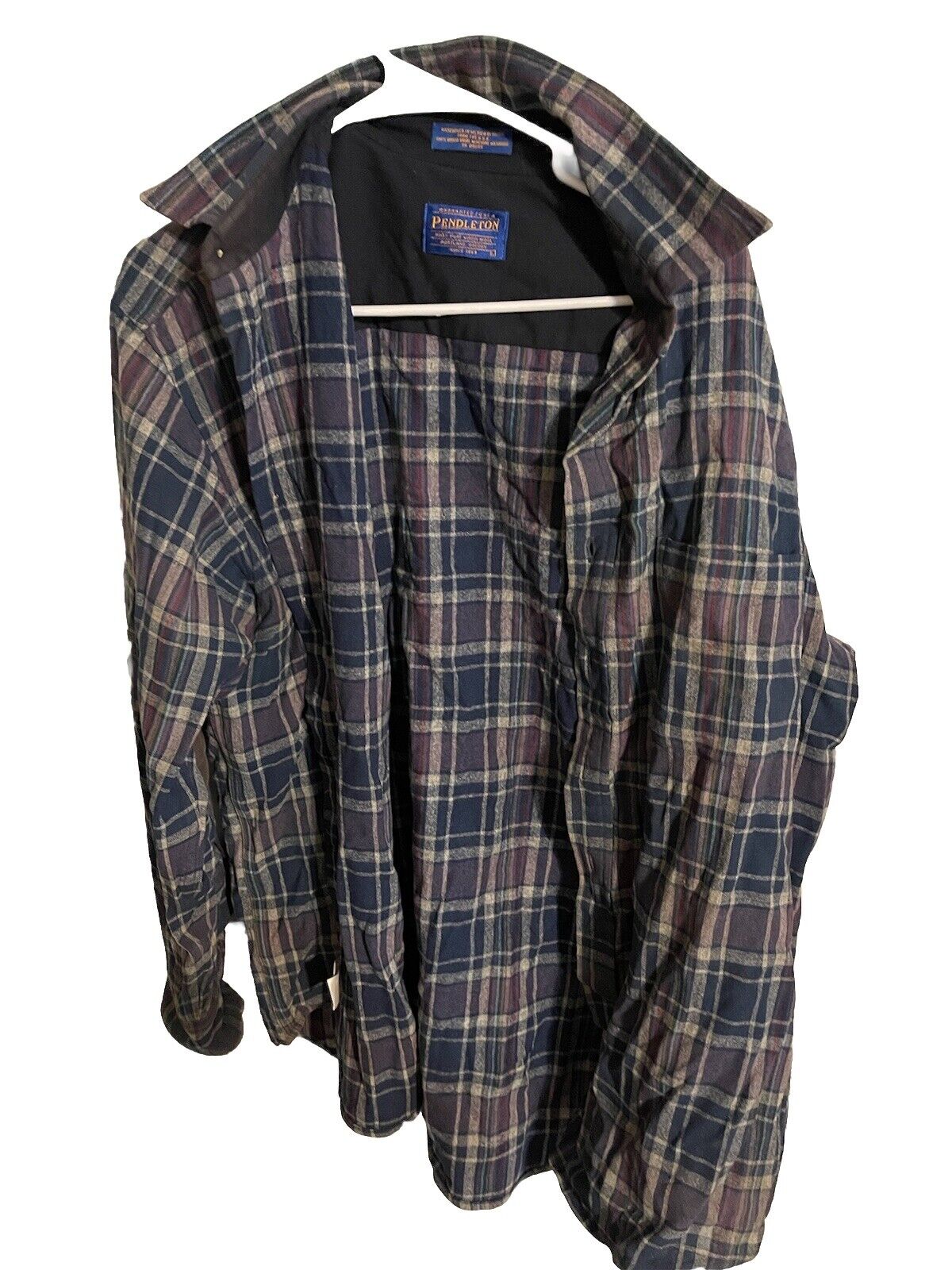 Pendleton Virgin Wool Flannel With Elbow Patches Large Needs Repair