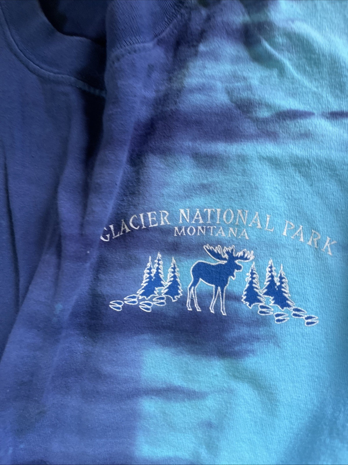 Vintage Tie Dye Glacier National Park Long Sleeve T Shirt XL