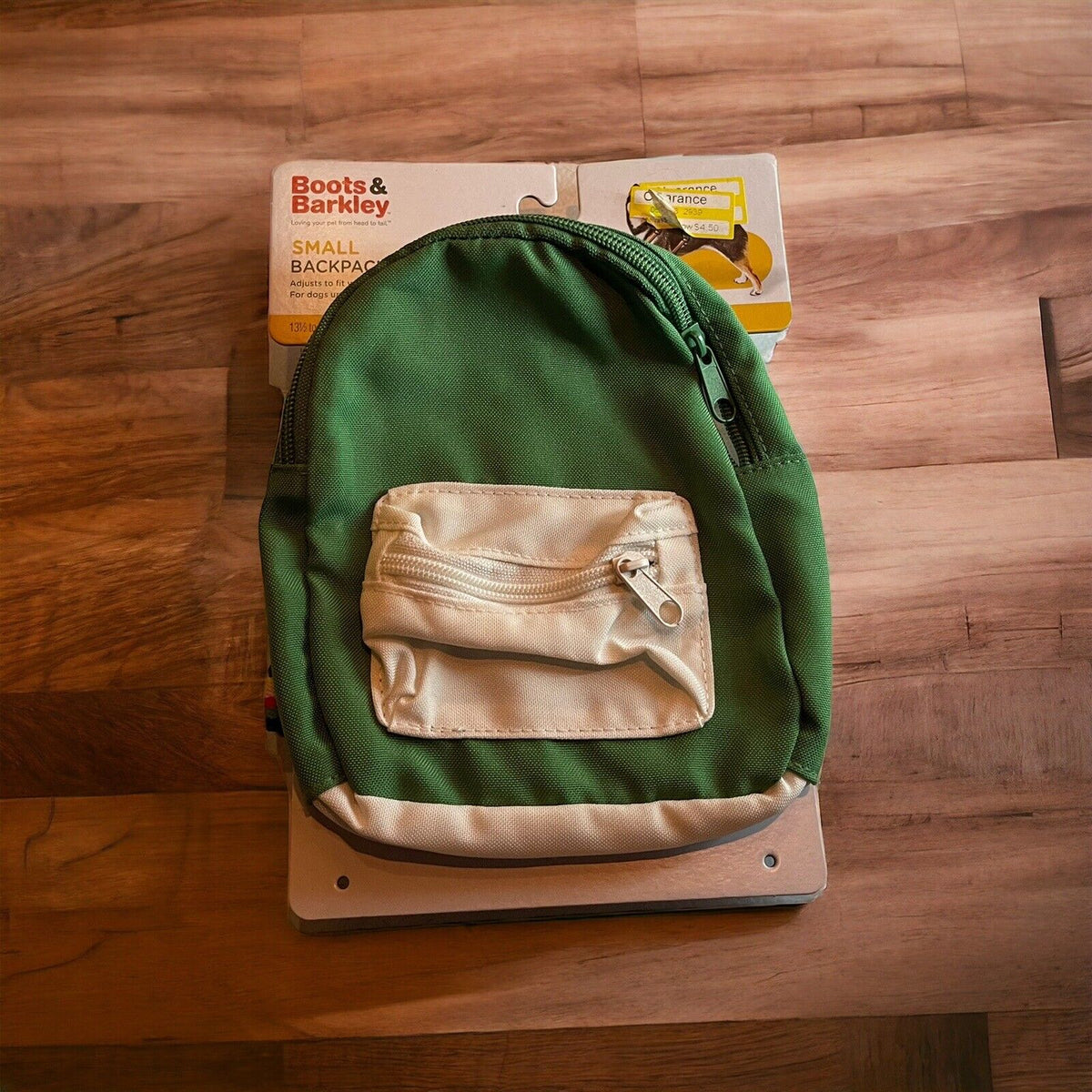 Boots & Barkley Backpack Dog Harness Small 13.5" - 19.5" Neck - Green & White