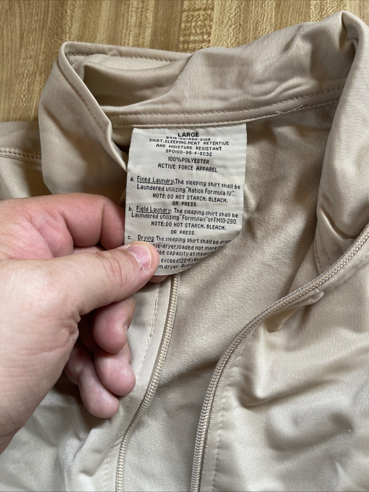 Military Sleep Shirt Large Half Zip