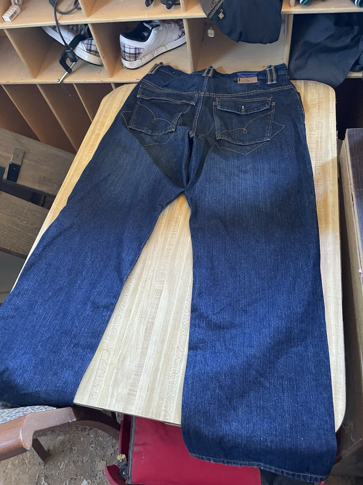 Rocawear Jeans Baggy Wide Leg Flap Pockets 38/34 Y2K Hiphop Streetwear 