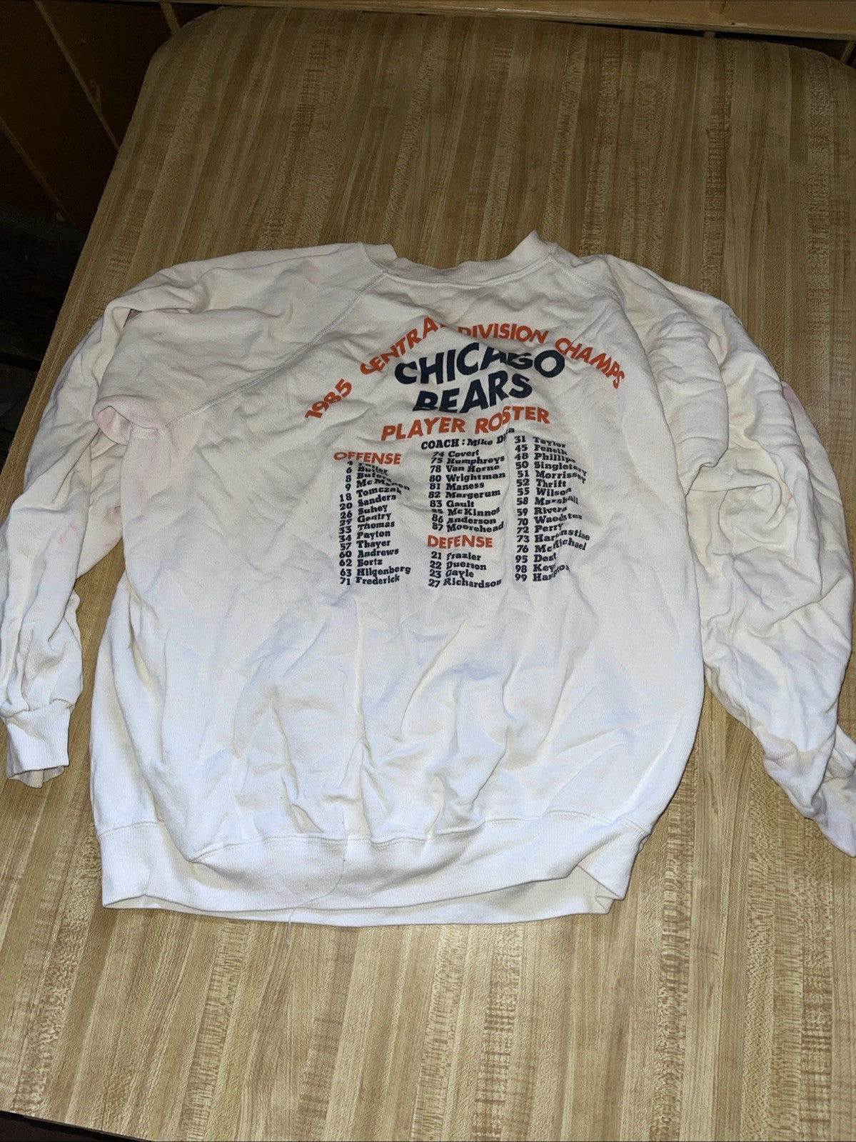 Vintage 1985 Chicago Bears Superbowl Roster Sweatshirt 