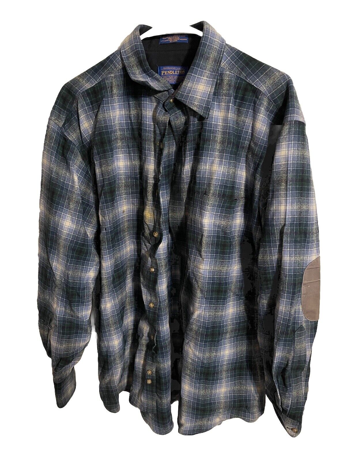 Pendleton Virgin Wool Flannel With Elbow Patches Large 