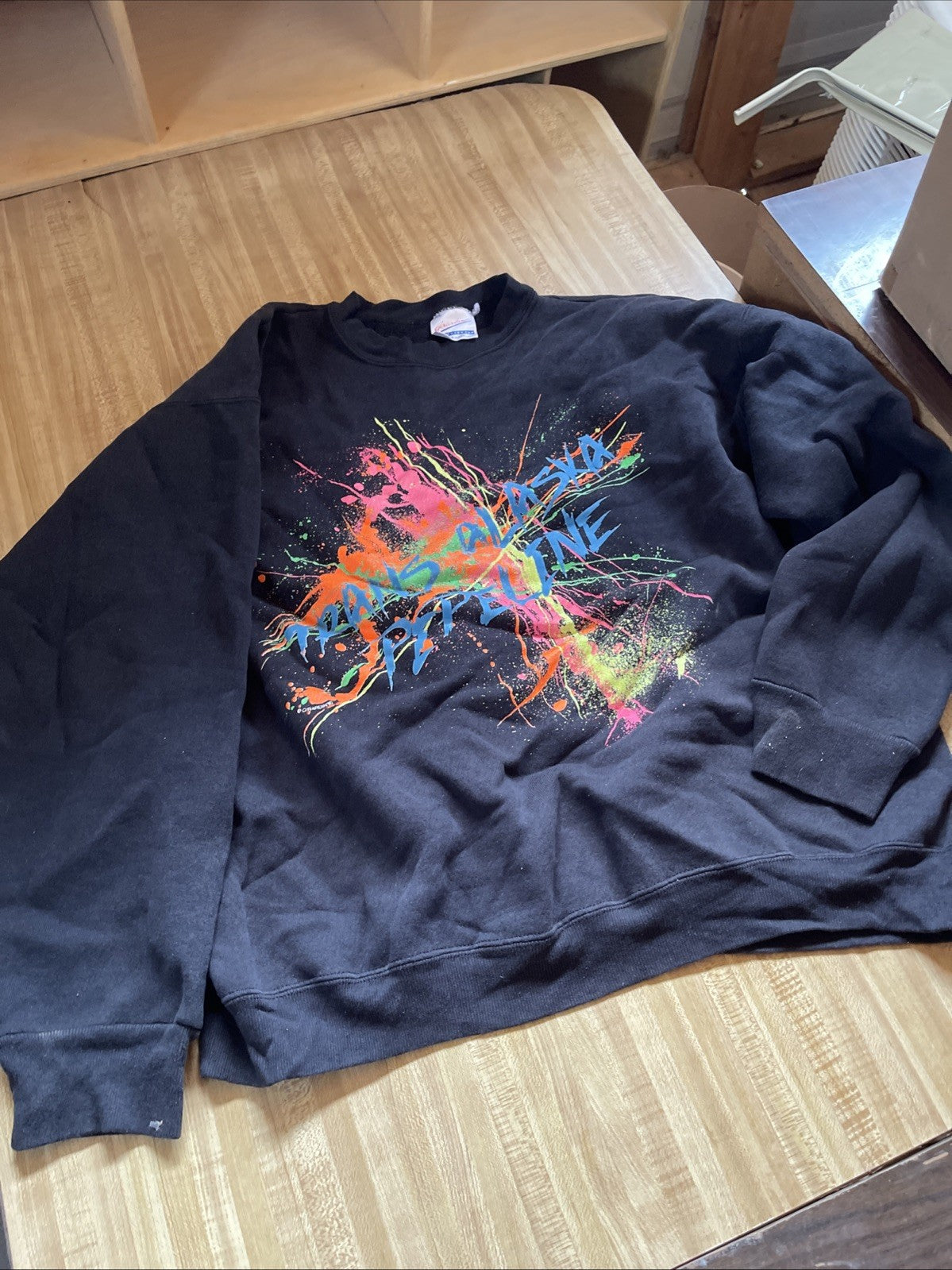 Vintage Girardin Sportswear Paint Splatter Trans Alaska Pipeline Sweatshirt XL