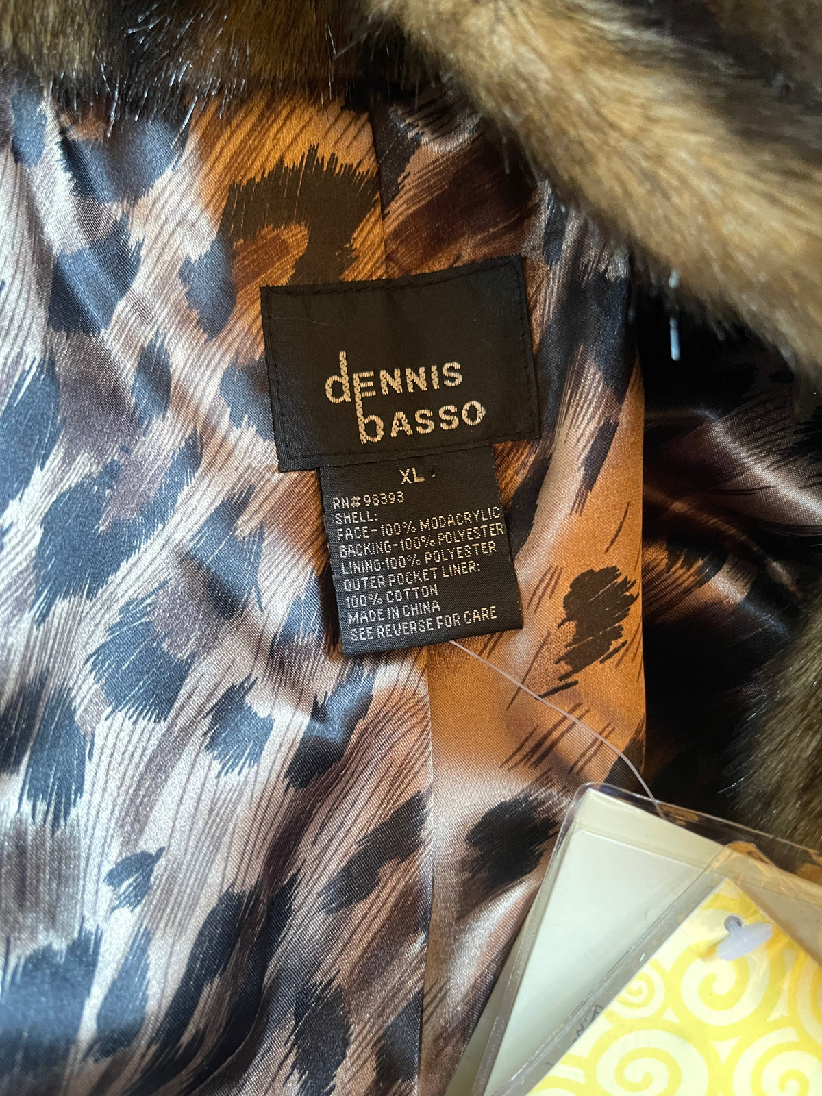 Dennis basso full length faux fur coat Deadstock nwt xl