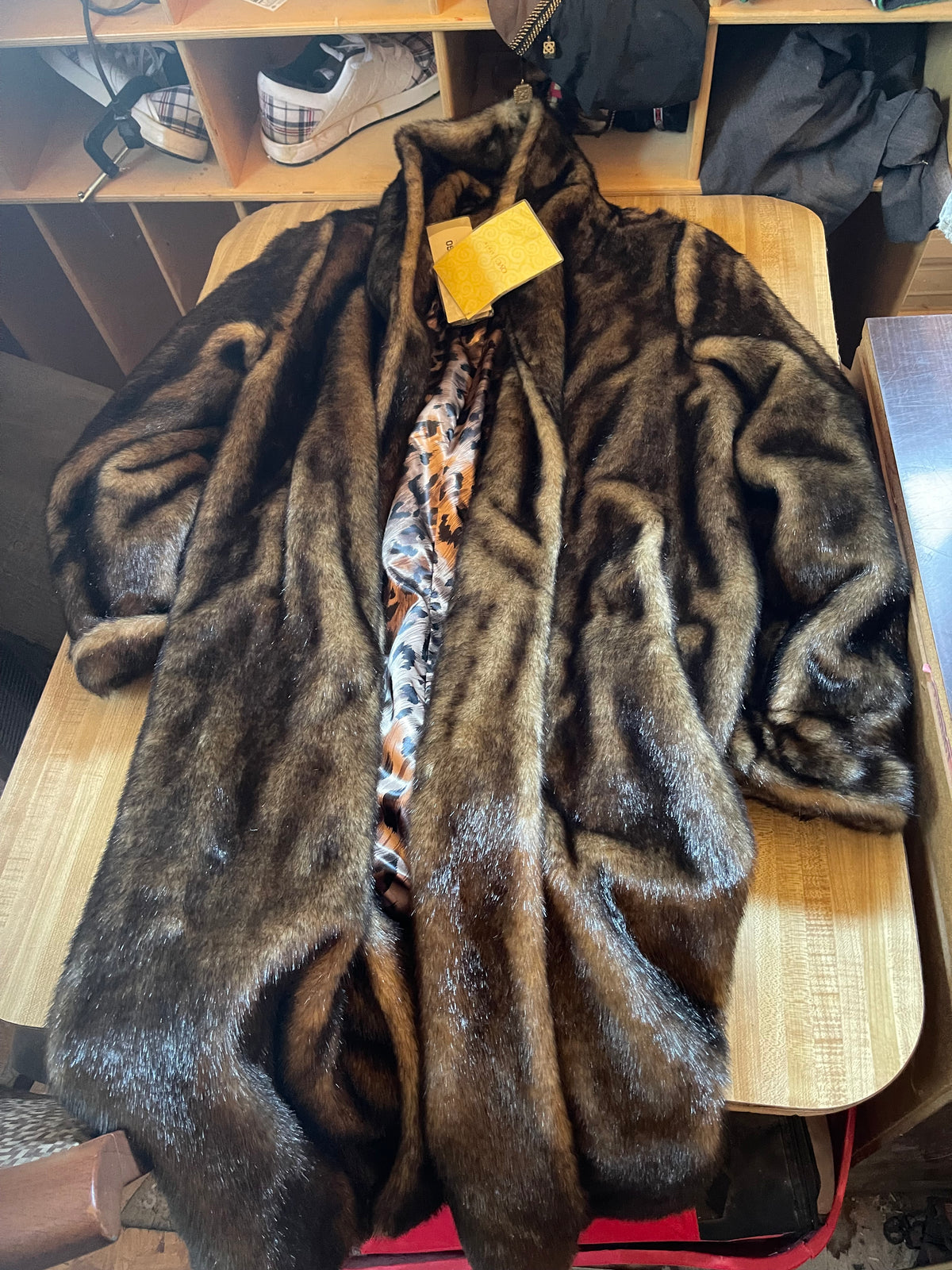 Dennis basso full length faux fur coat Deadstock nwt xl