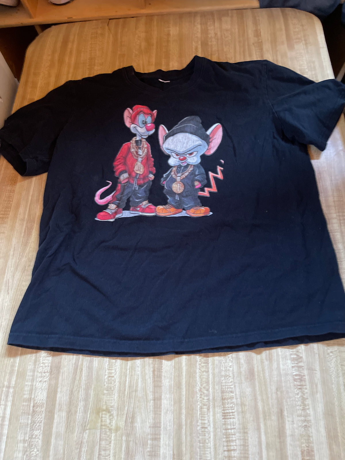 Hiphop cartoon t shirt 2XL pinky and the brain