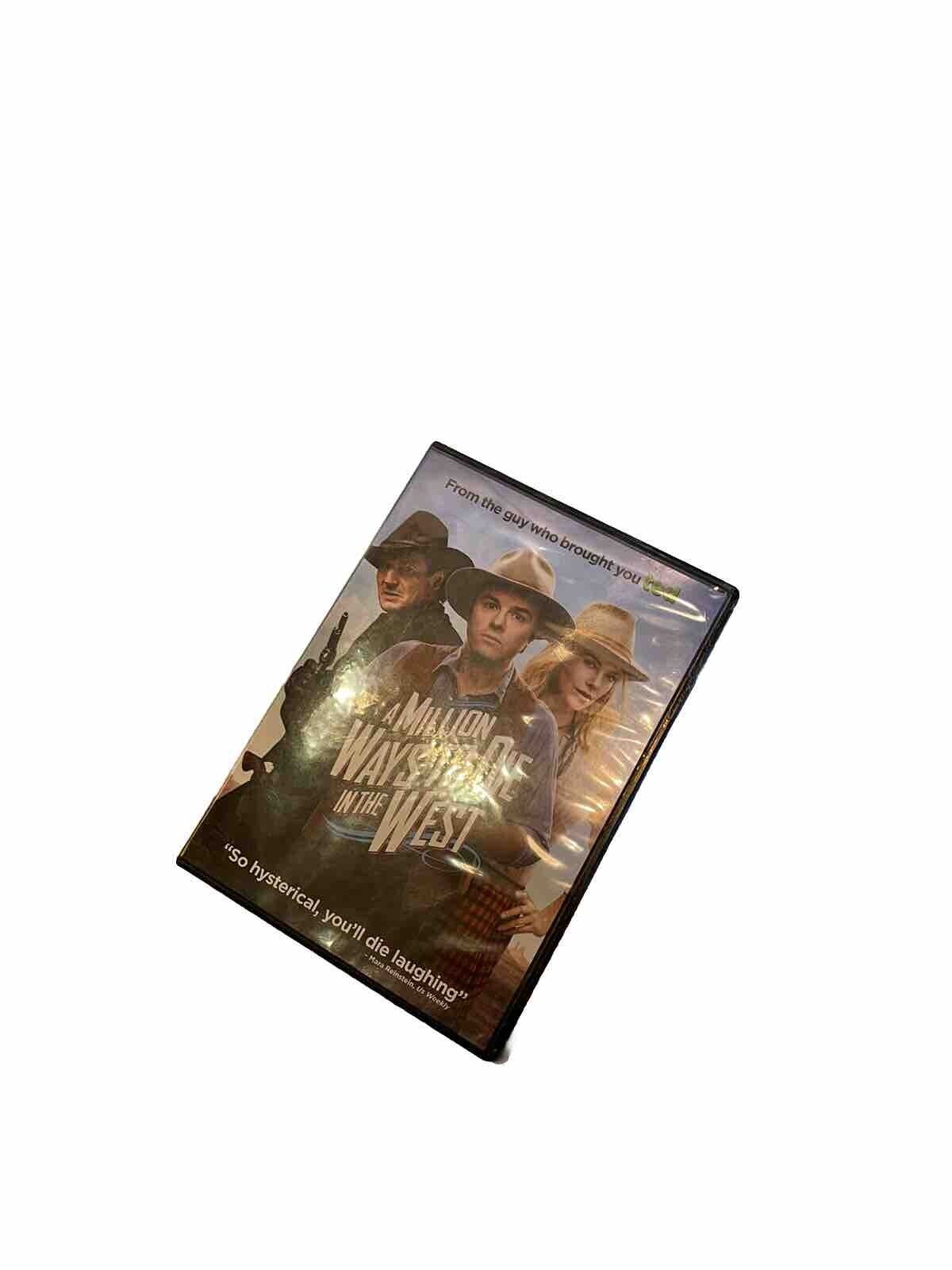 DVD cover of A Million Ways to Die in the West film featuring main characters in Western attire