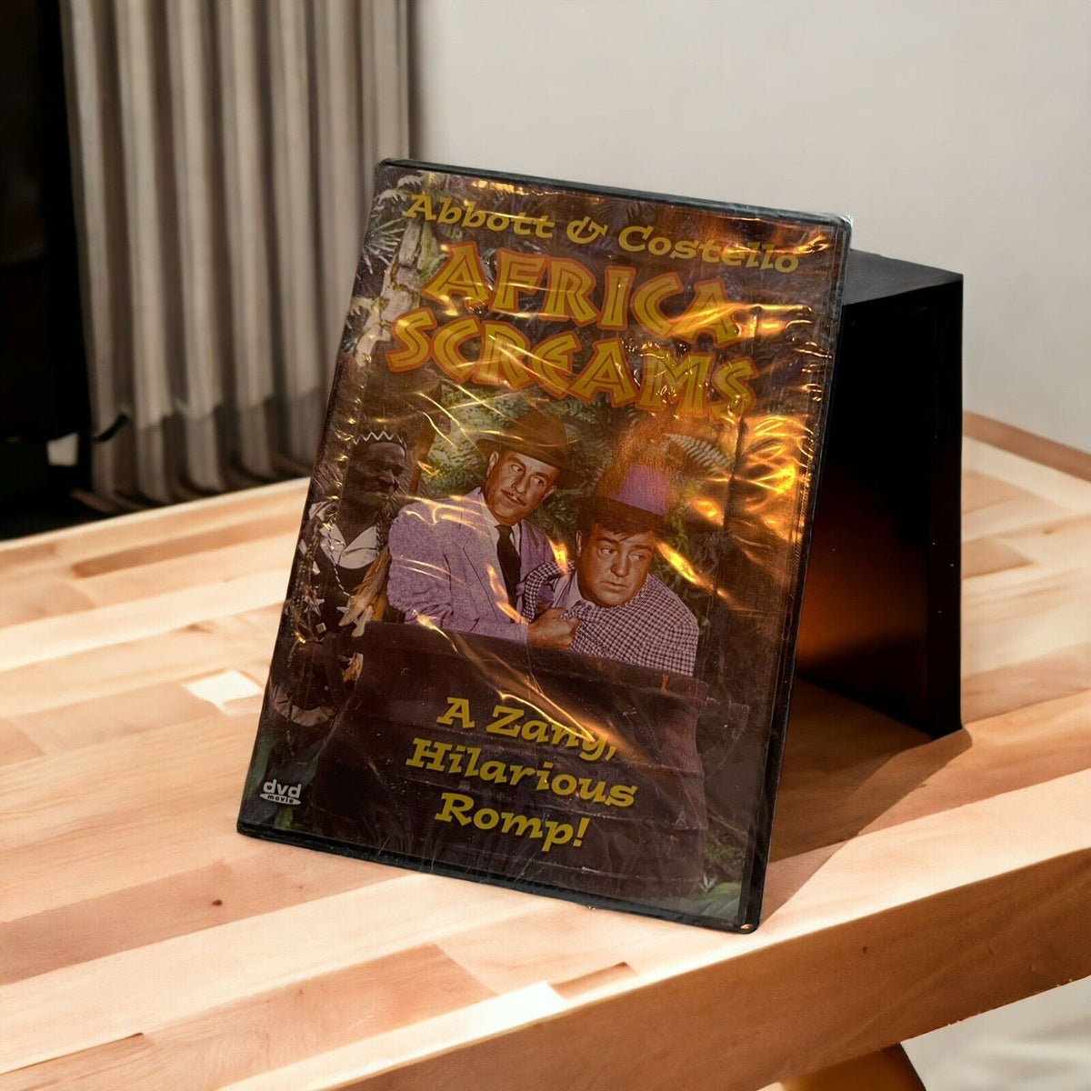 Abbott and Costello Africa Screams DVD movie case with comedic adventure cover art