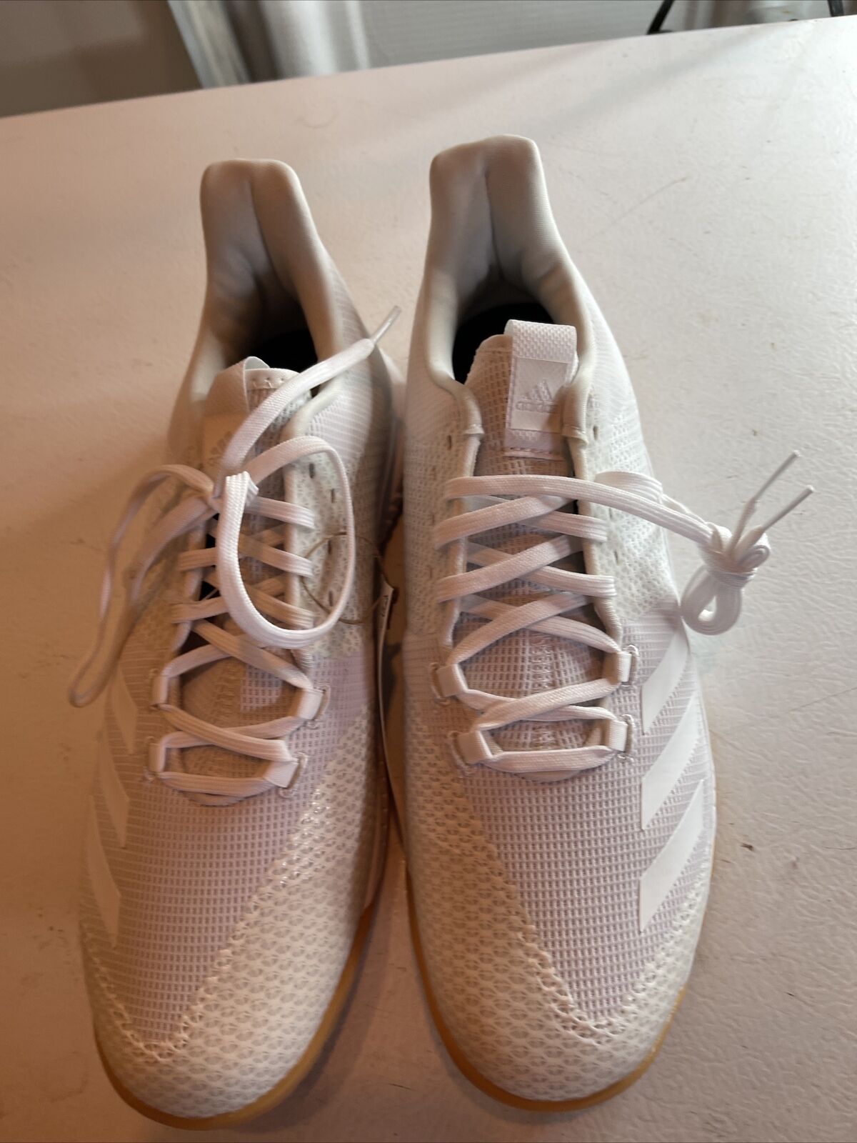 Adidas Crazyflight Bounce 3 size 10 white volleyball shoes with cushioned soles and mesh upper