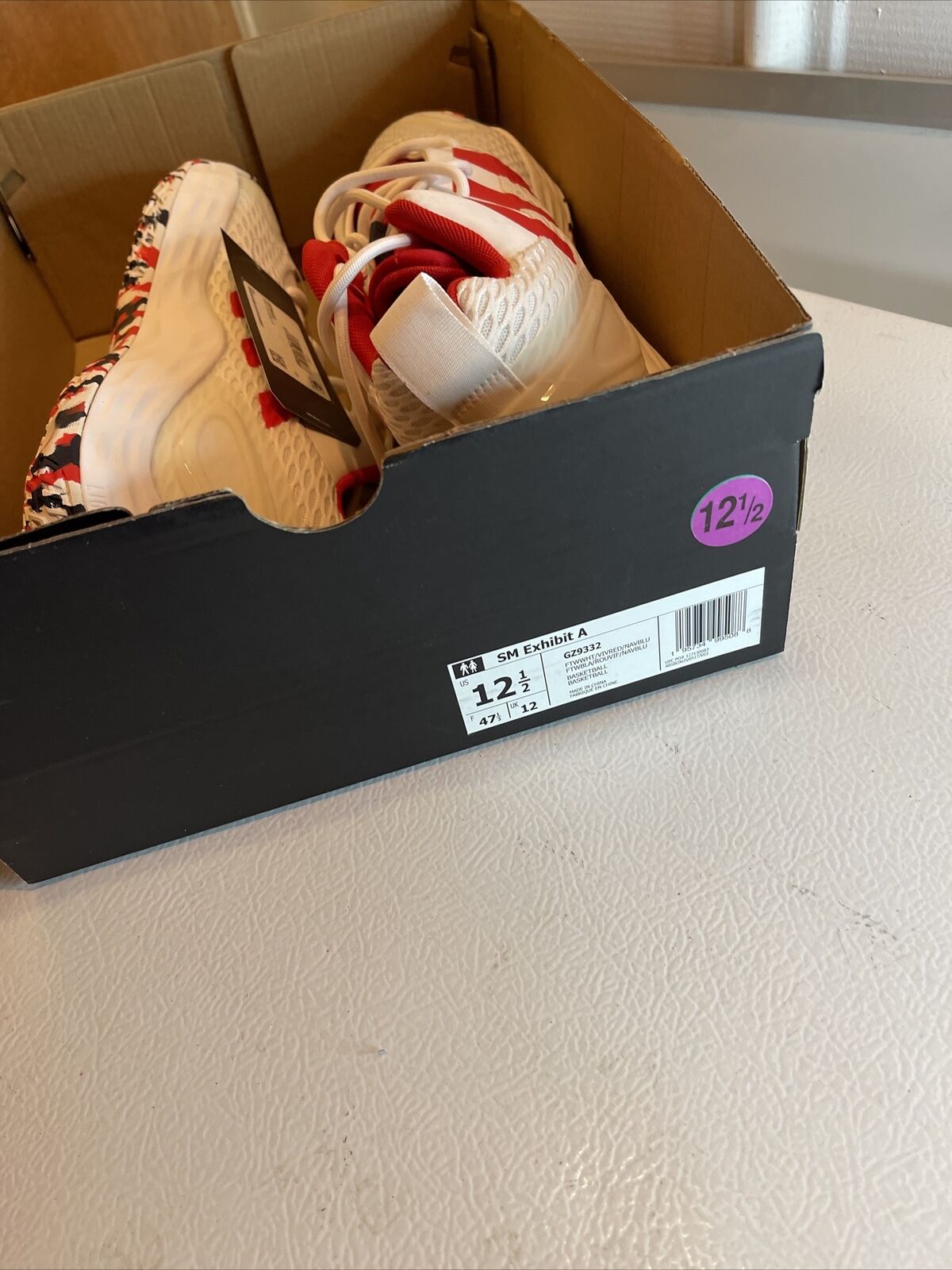 Adidas SM Exhibit A Team USA sneakers size 12 1/2 in black shoe box with red and white accents