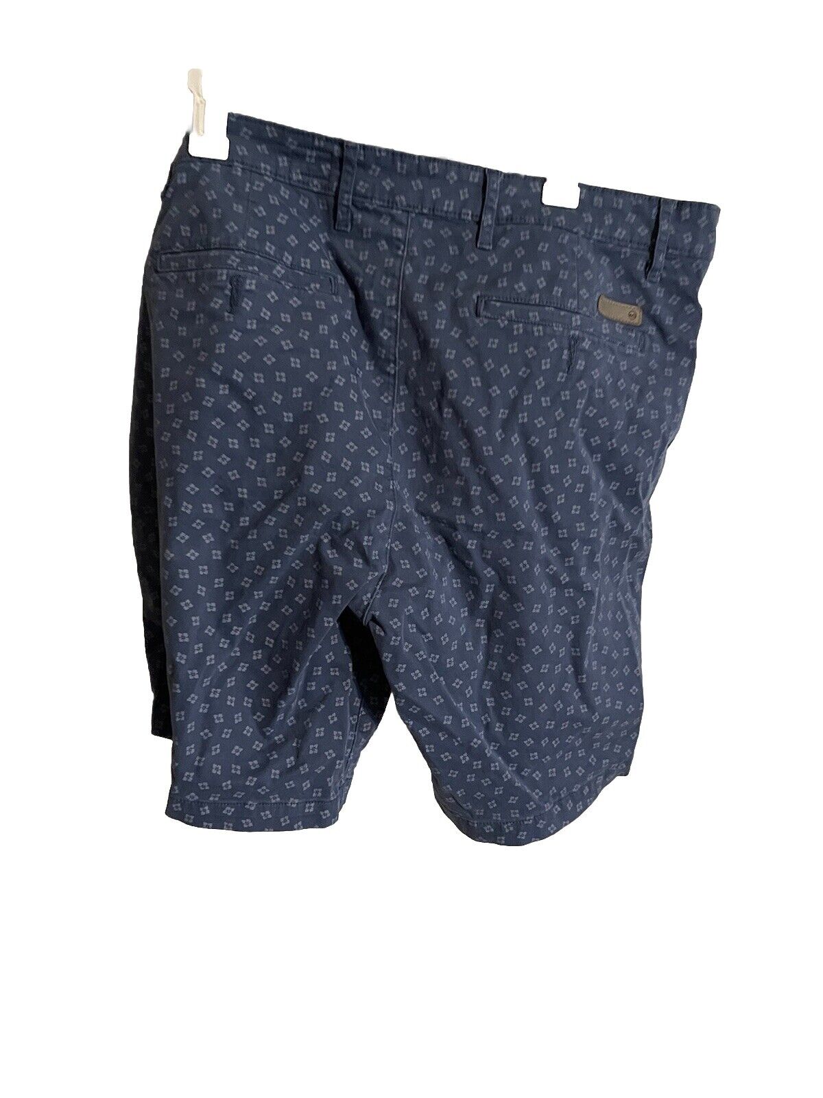 Adriano Goldschmied men's shorts in navy blue with small white geometric pattern and back pockets
