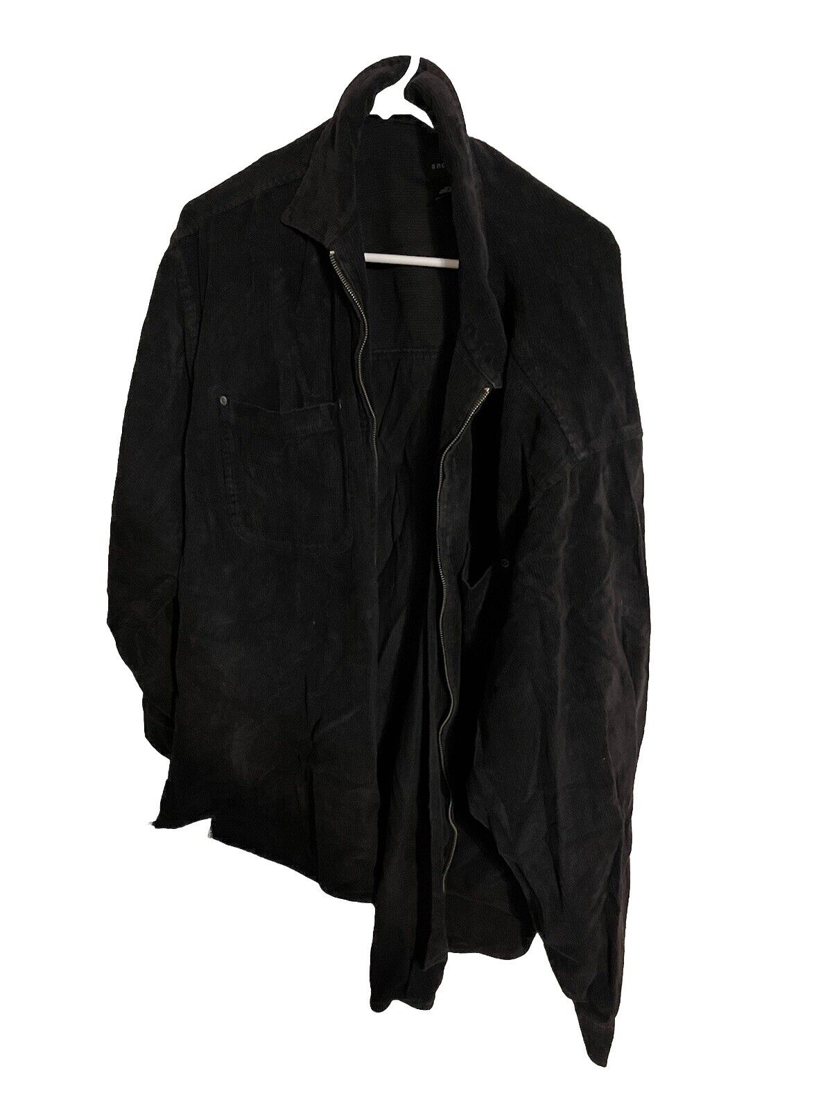 Anchor blue jacket extra large hanging on white hanger shown from front in black color