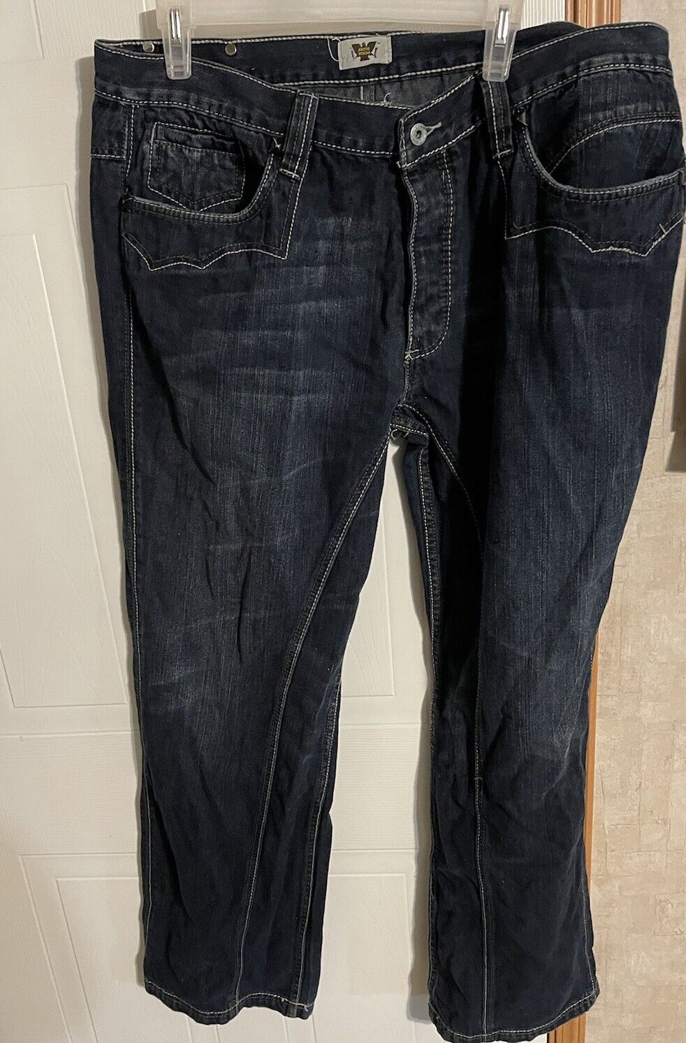 Antik Denim jeans 40x31 dark wash straight leg pants with detailed stitching and button closure