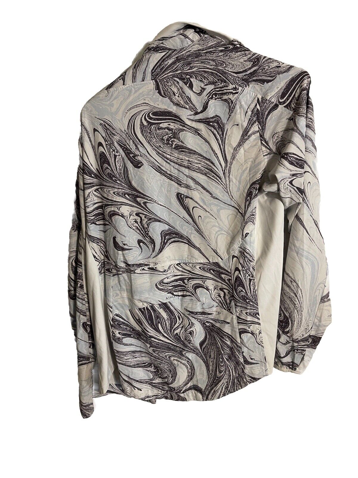 Athleta full zip jacket large with black and white abstract swirl pattern and long sleeves
