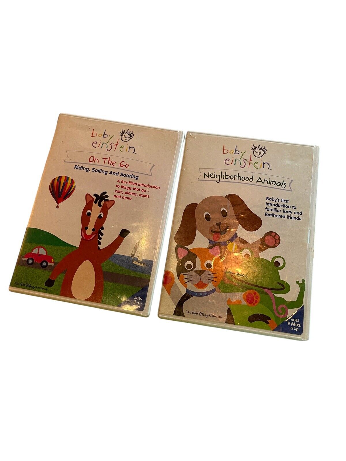 Children’s learning video lot featuring Baby Einstein DVDs On The Go and Neighborhood Animals