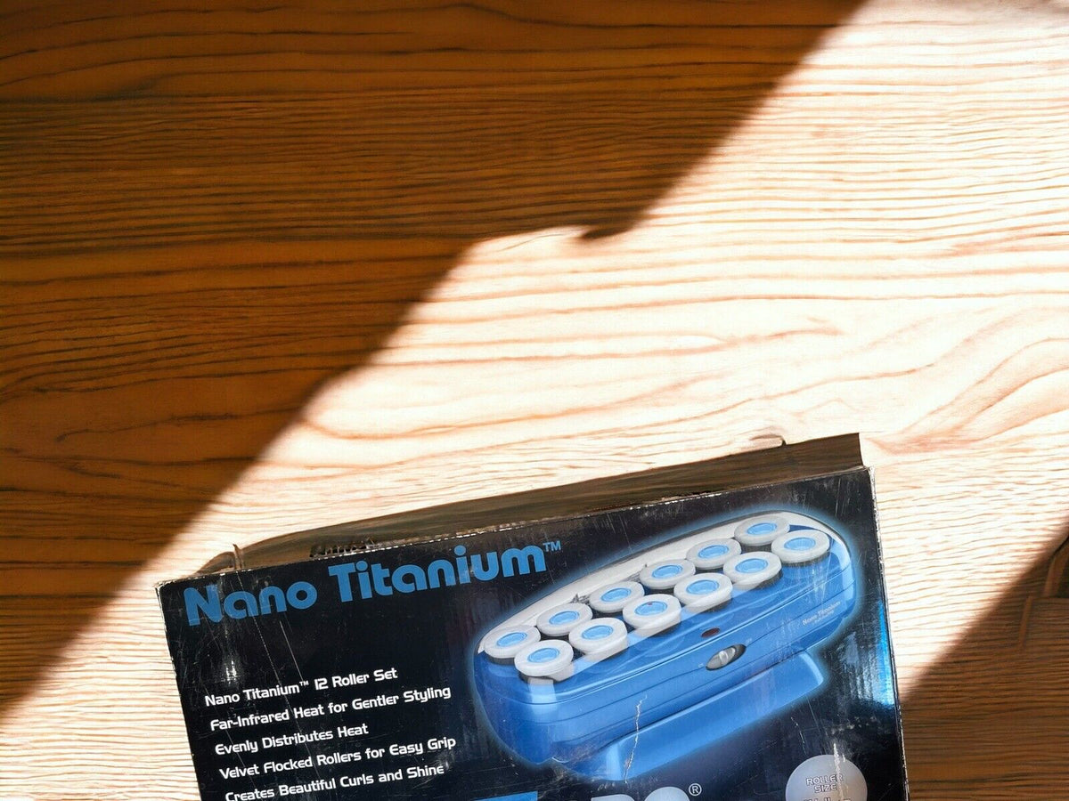 Babyliss Pro Nano Titanium roller set in blue with multiple rollers for styling and curling hair
