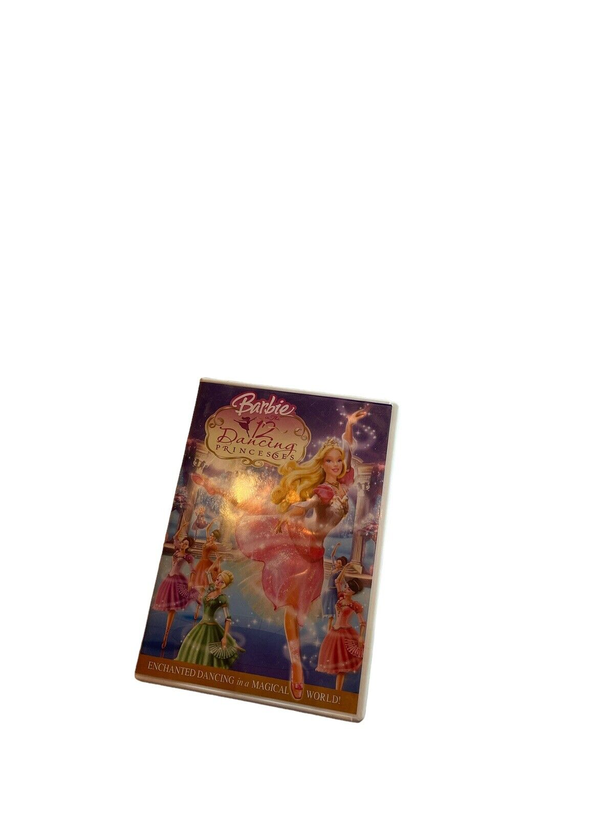 Barbie 12 Dancing Princesses DVD with colorful cover art showing Barbie and princess characters dancing