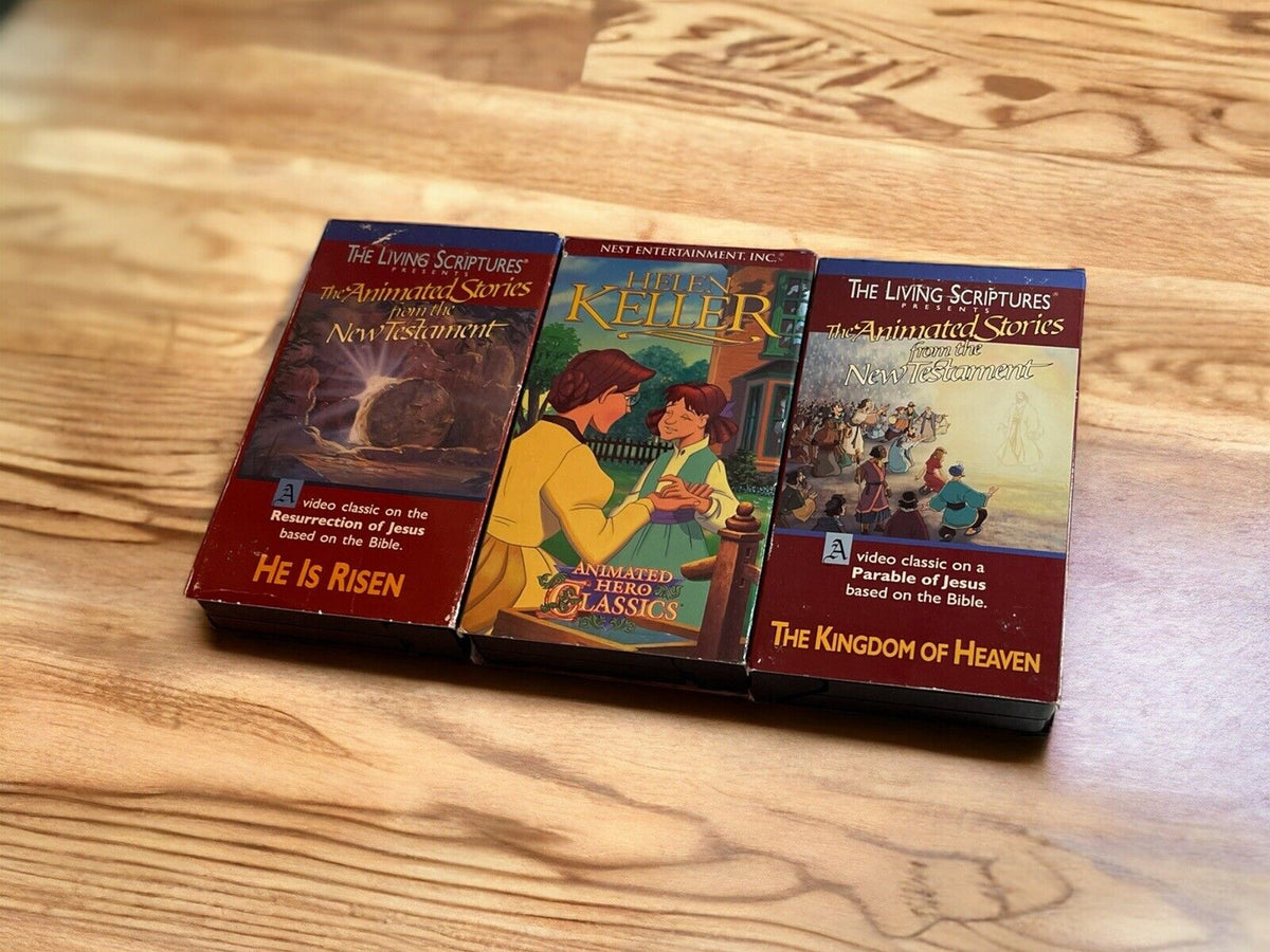 Religious animated VHS lot featuring three classic animated stories from the New Testament