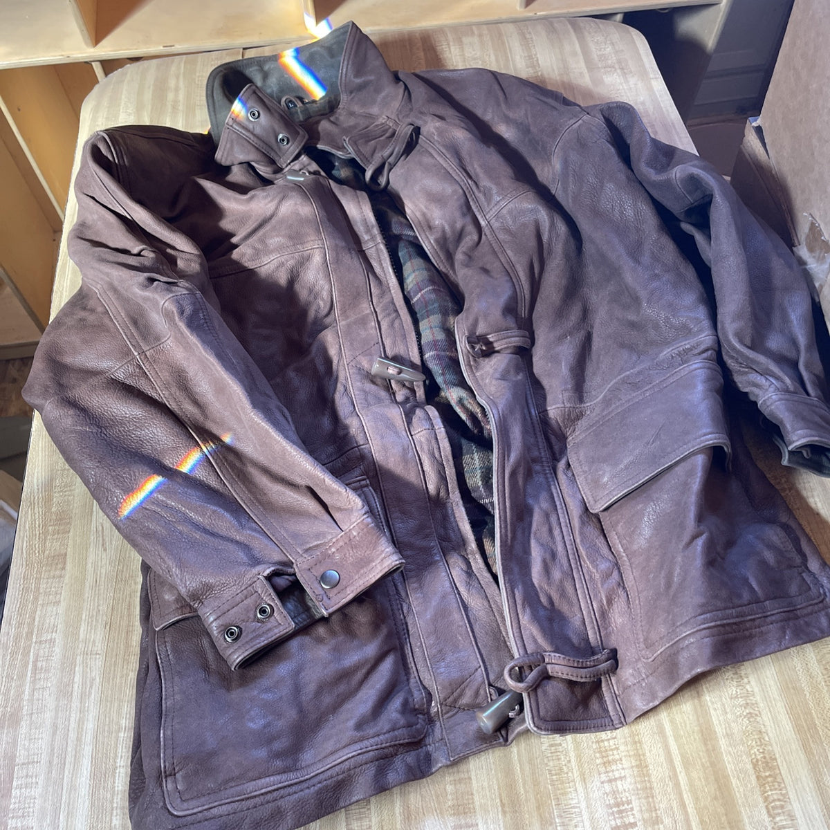 Mirage Flannel Lined Heavy Duty Leather Coat Large 