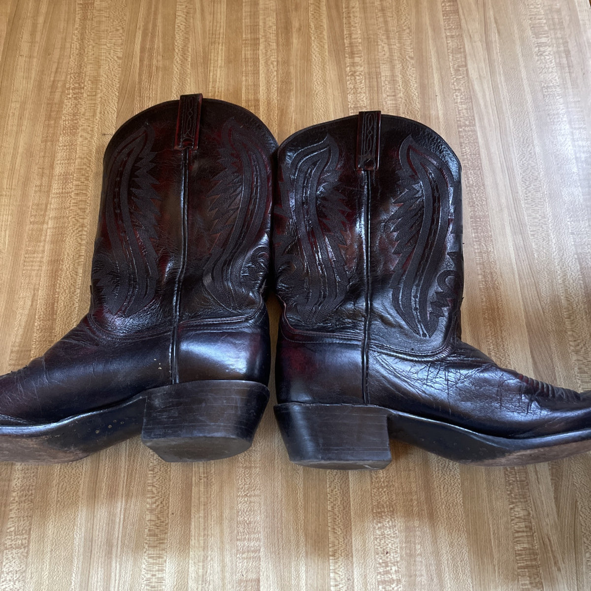 Lucchese 2000 Boots 11.5 B Black Cherry Leather