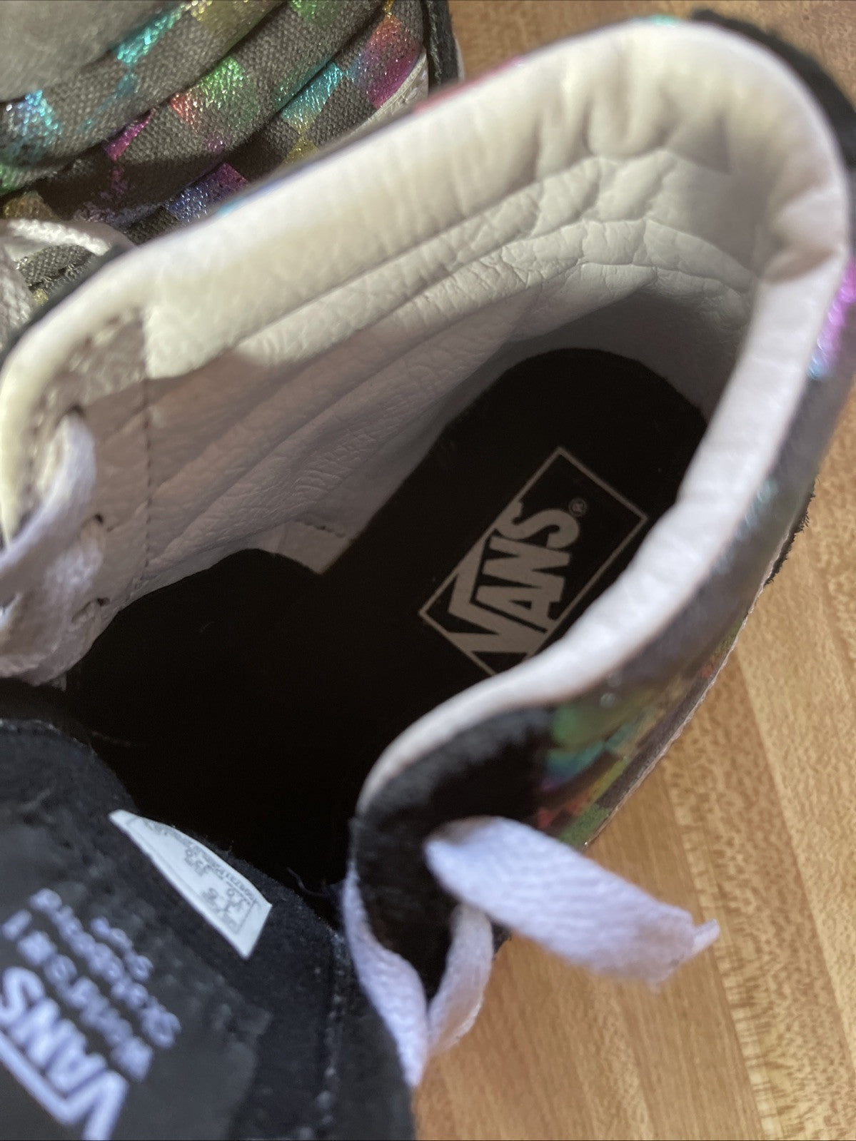 vans iridescent checkerboard Kids 1.5 High Tops 