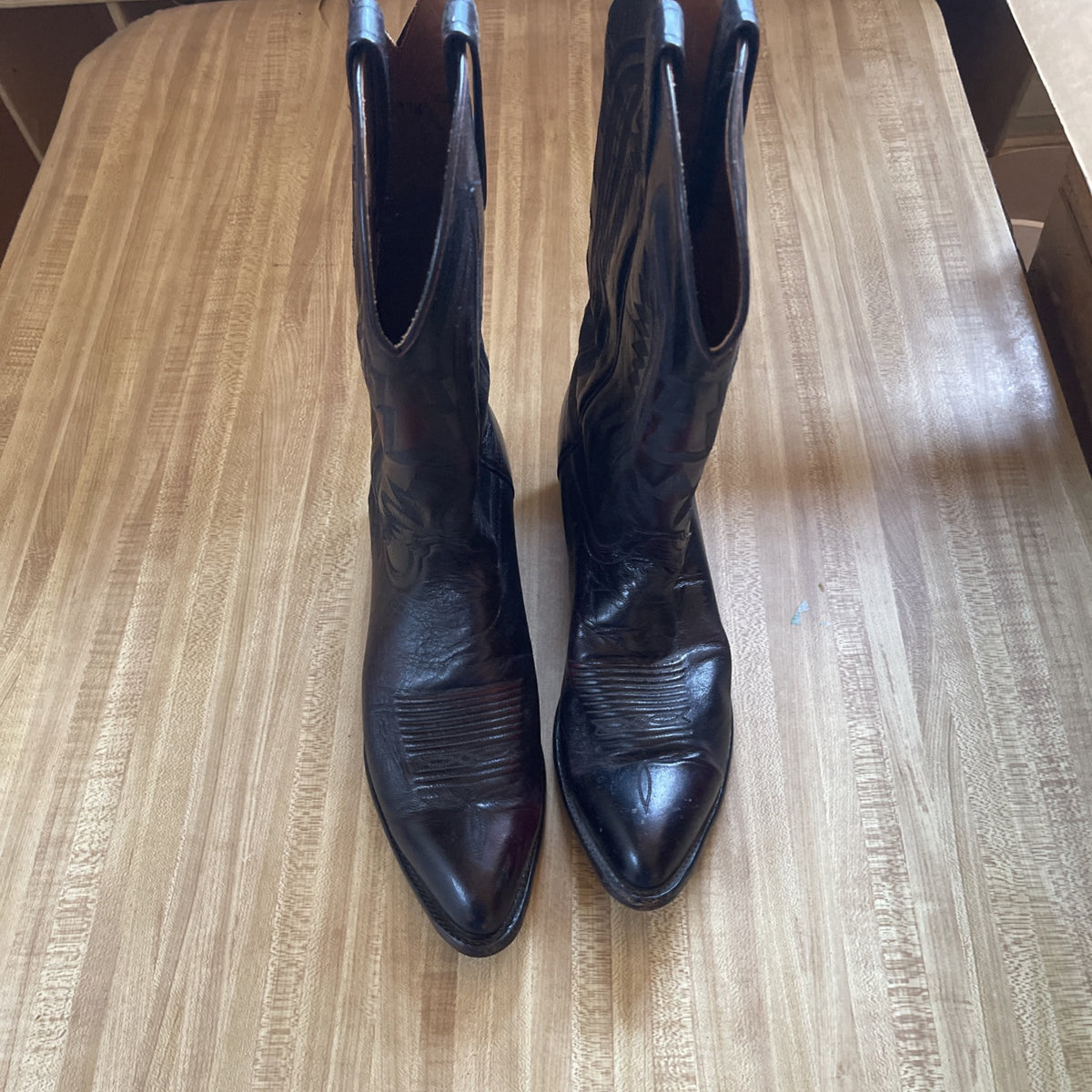 Lucchese 2000 Boots 11.5 B Black Cherry Leather
