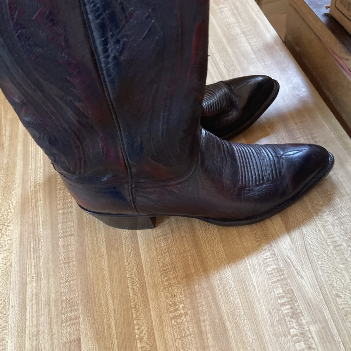 Lucchese 2000 Boots 11.5 B Black Cherry Leather